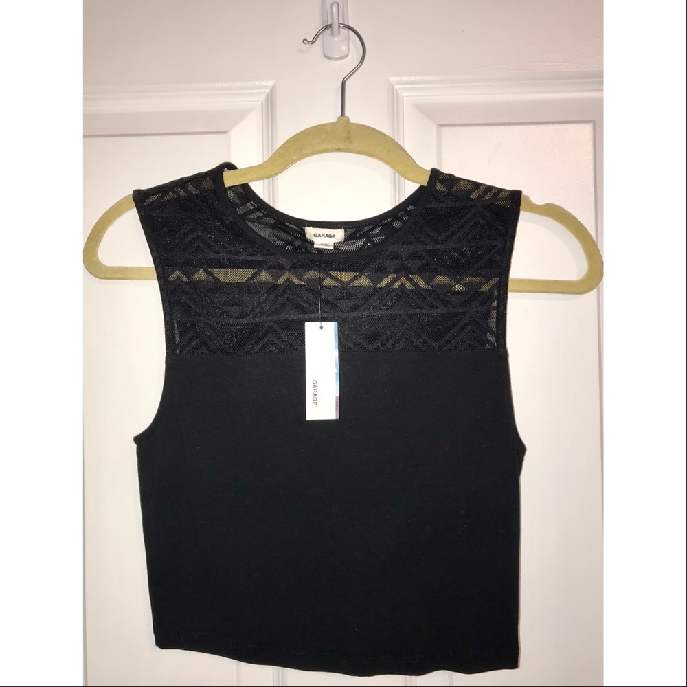 NWT Garage Aztec Mesh Crop Tank | Black
